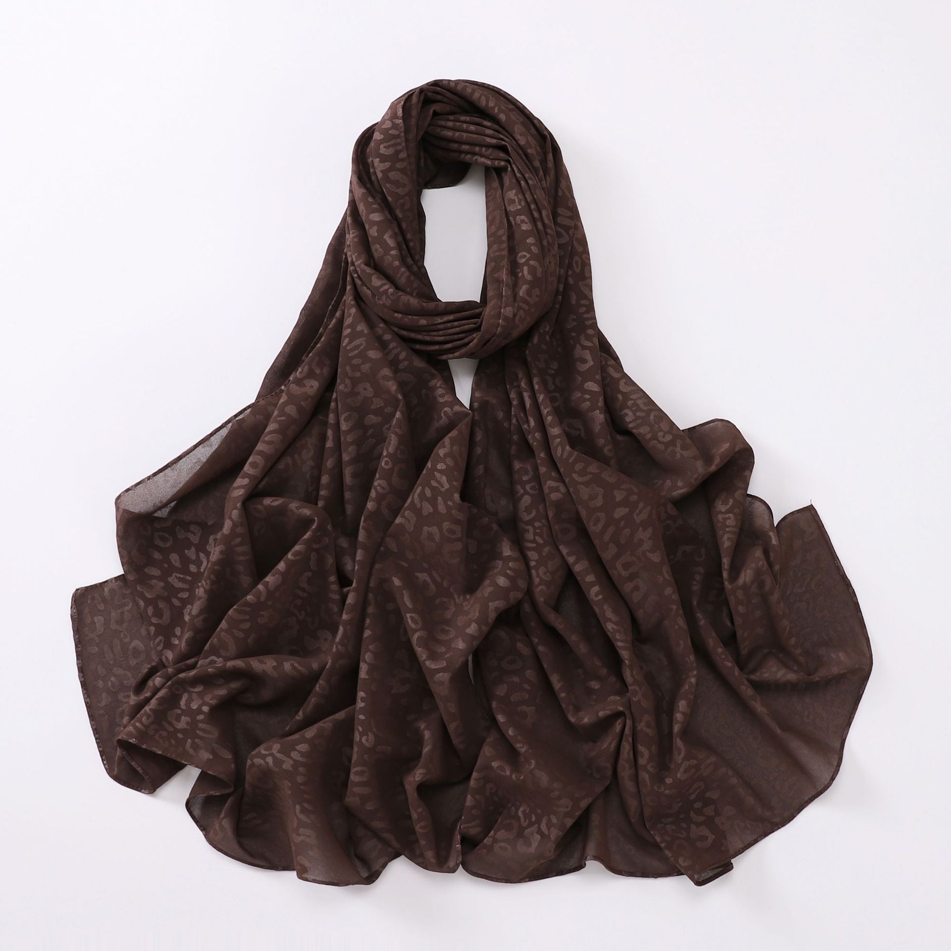 New pearl chiffon, leopard print embossed scarf, gauze Middle East North Africa Malay headscarf hijab