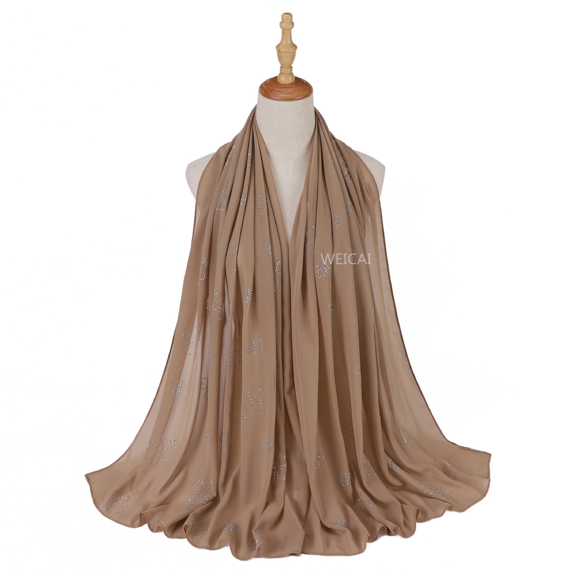 Flower Diamond solid color pearl chiffon scarf Middle East headscarf