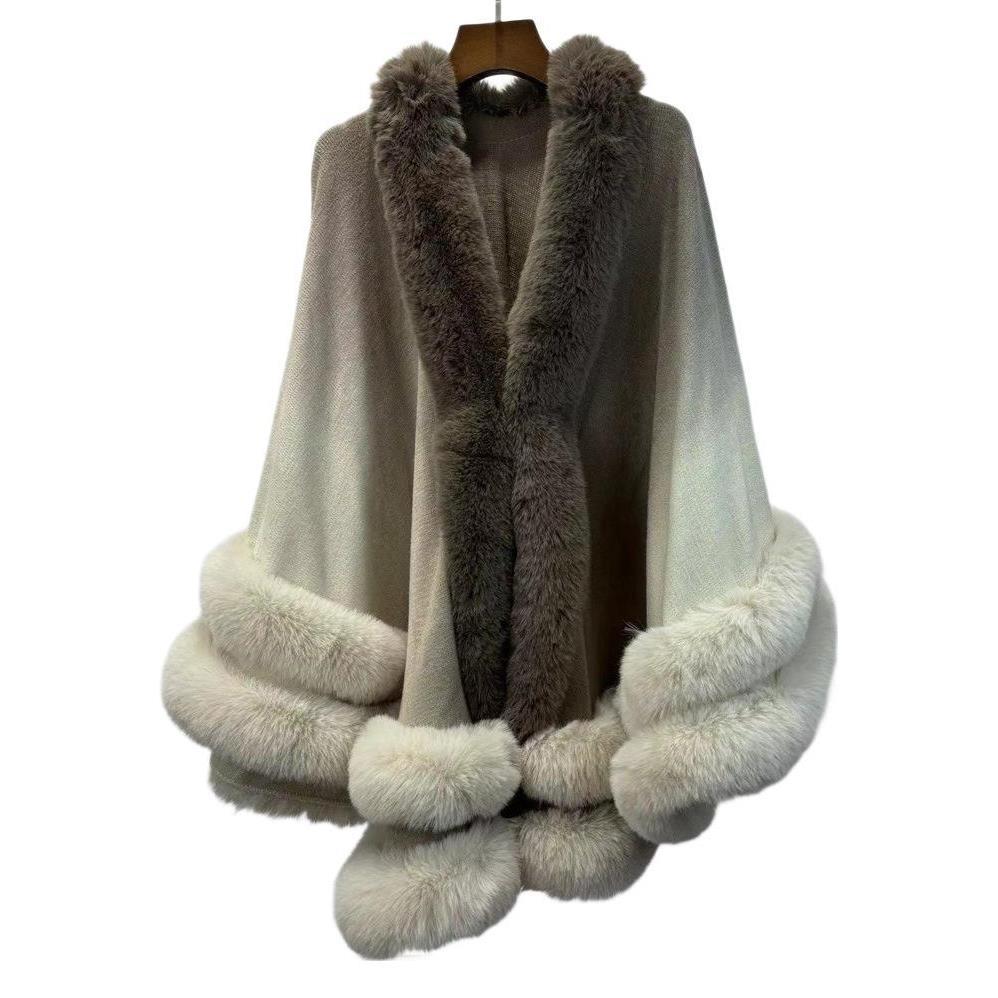 autumn and winter shawl jacket European and American loose big fur collar cape cape coat 0021