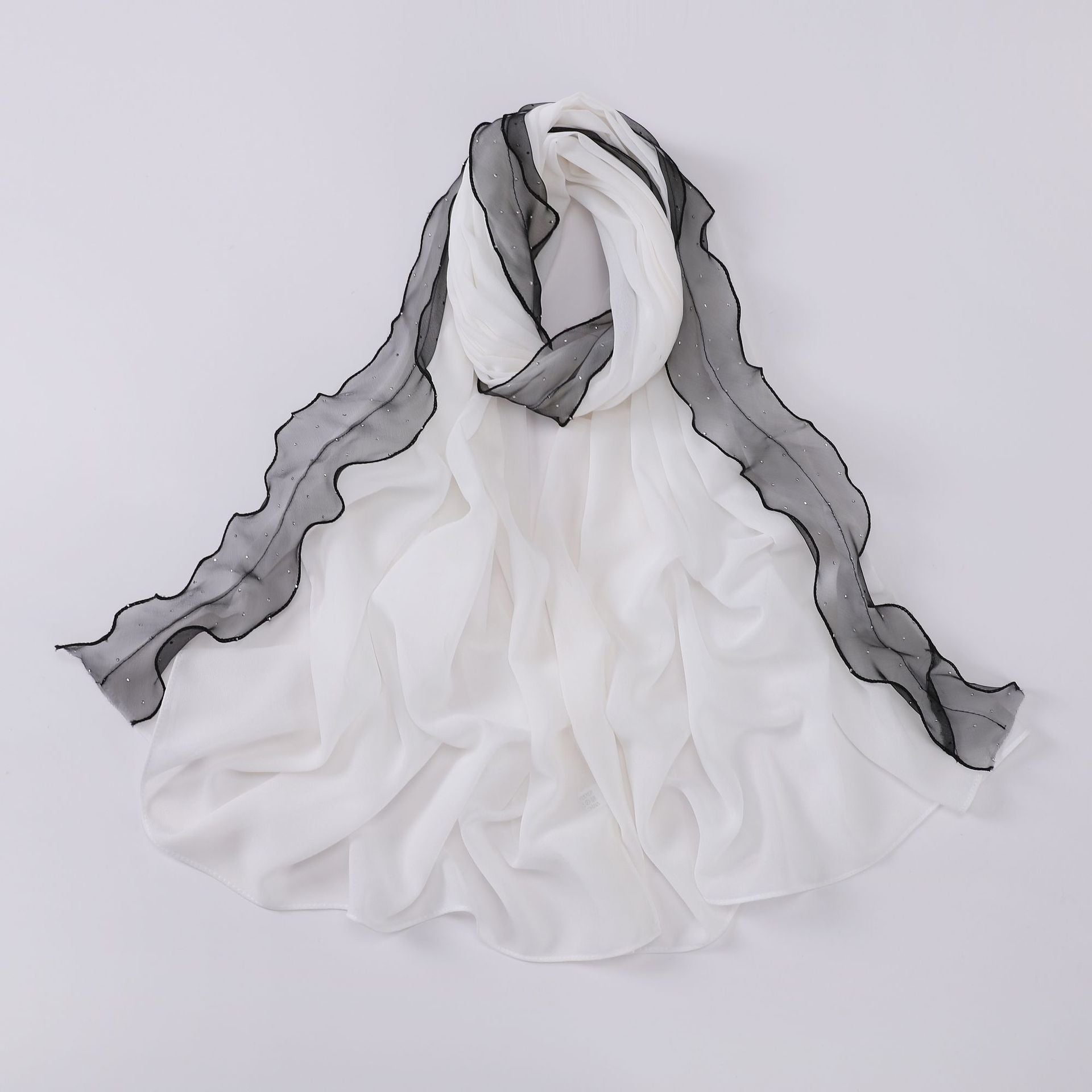 New Pearl Chiffon Hot Diamond Lace Ribbon Scarf  Malaysian, Middle Eastern, Headscarf