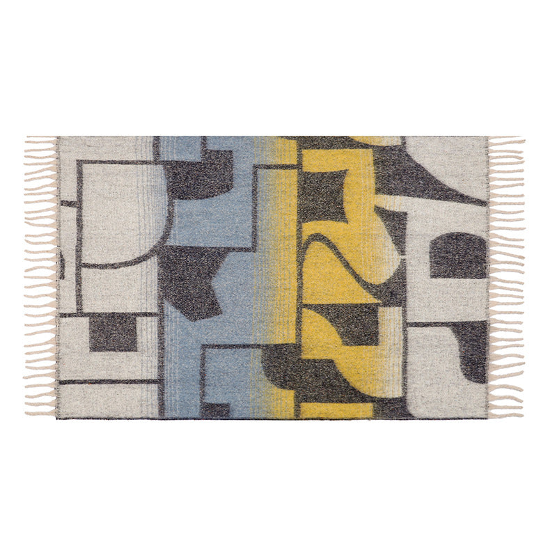 Blanket new European and American autumn and winter imitation mohair thickened geometric large shawl jacquard blanket