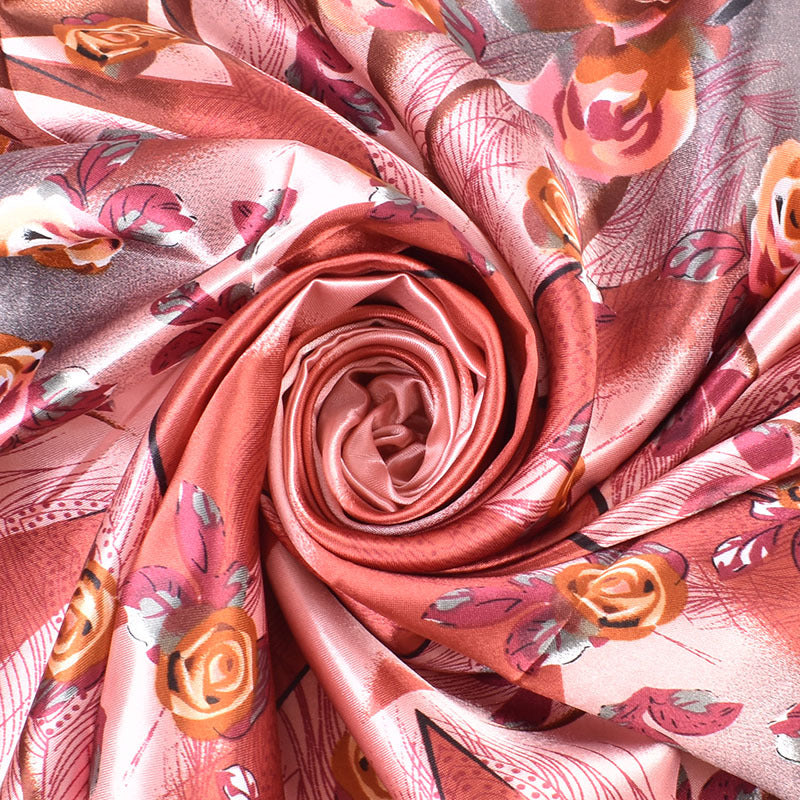 Autumn and winter new 90 high-end rose square scarf versatile retro printing women's 90-color diced imitation silk