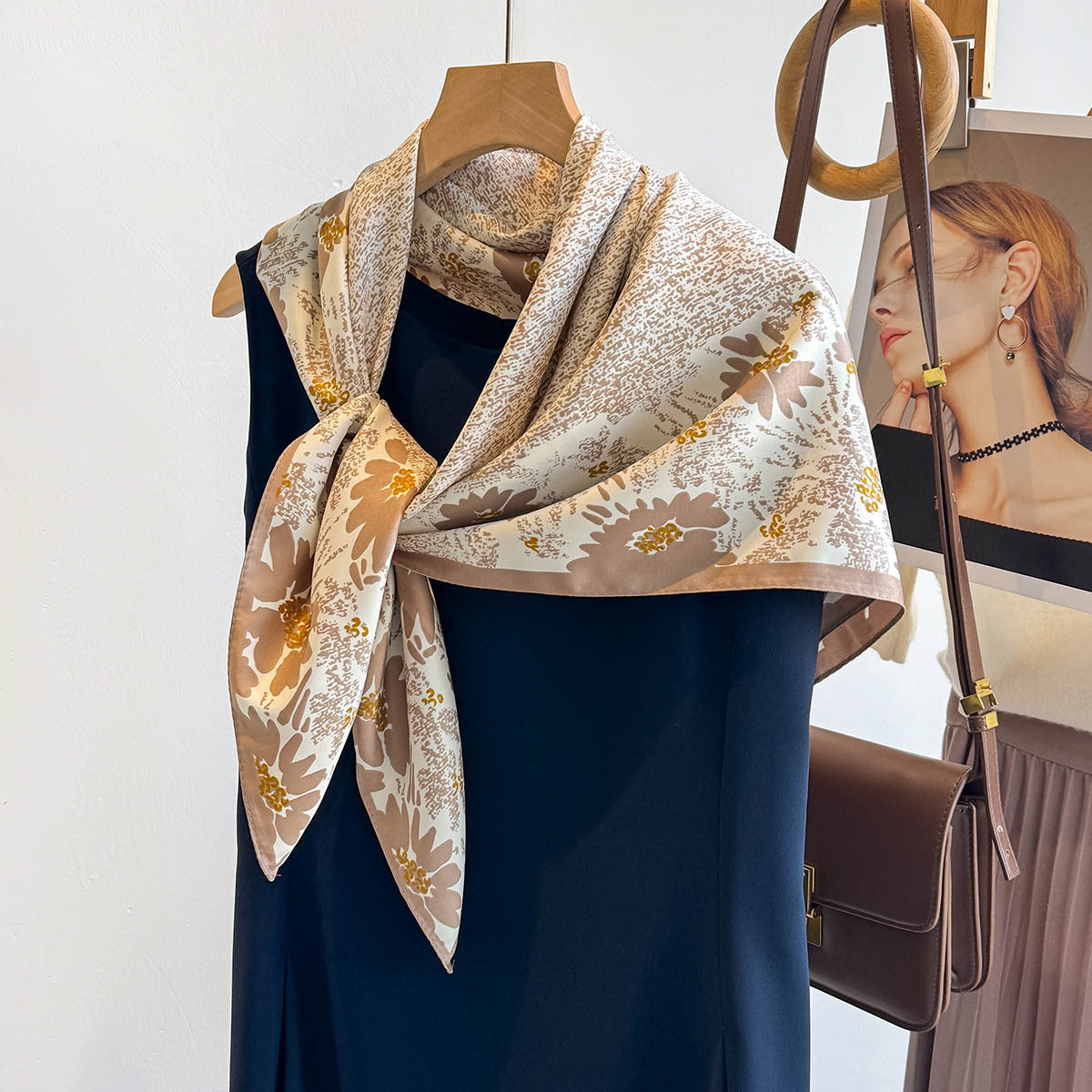 Spring and summer twill 90 square scarf travel silk scarf printed shawl flower sweet age-reducing scarf scarf multi-functional tide