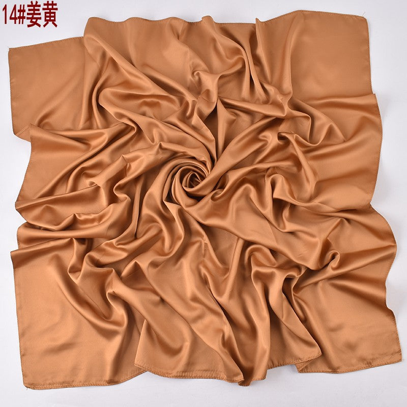 Autumn and winter new Malaysian imitation silk matte satin monochrome solid color 90 plain simple square towel batch