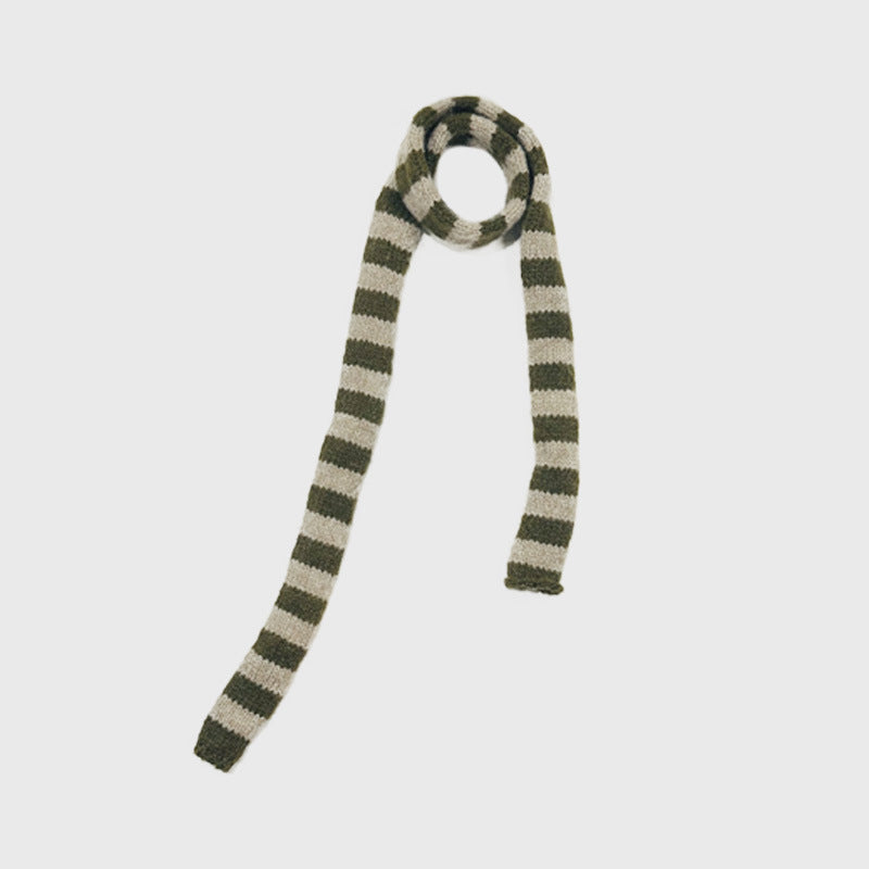 Wool-blend pinstriped sausage knitted scarf female autumn and winter student concave shape millennial Spice Girl scarf