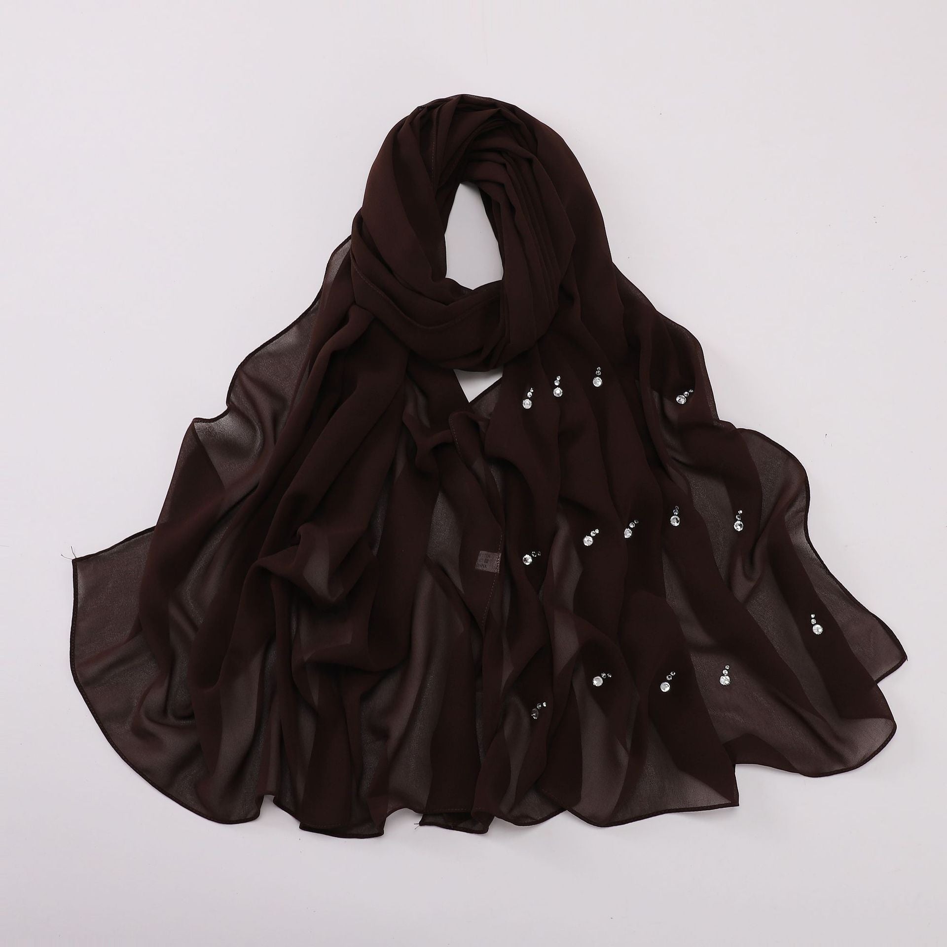 New pearl chiffon long scarf boutique tears water drop diamond scarf Middle East Africa headscarf hijab