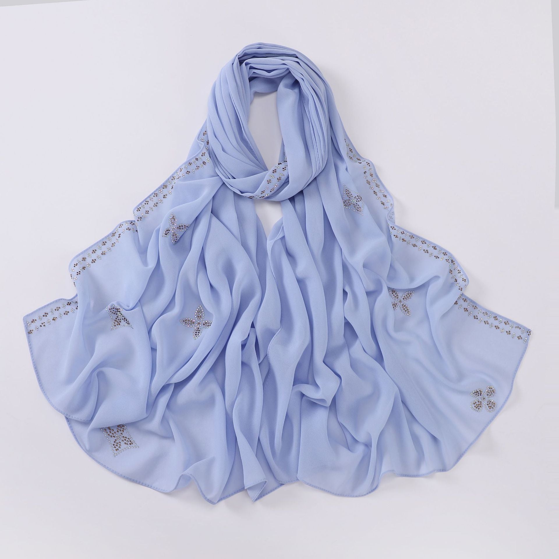 New pearl chiffon long towel boutique hot diamond yarn Middle East and Africa headscarf hijab
