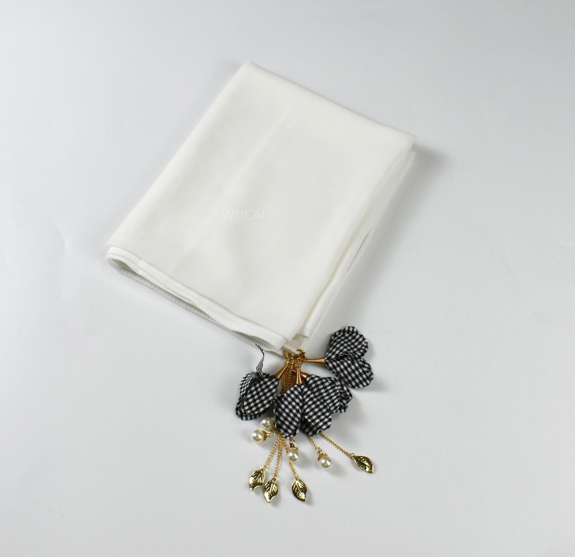 New pearl chiffon scarf women's hijab flower tassel headscarf