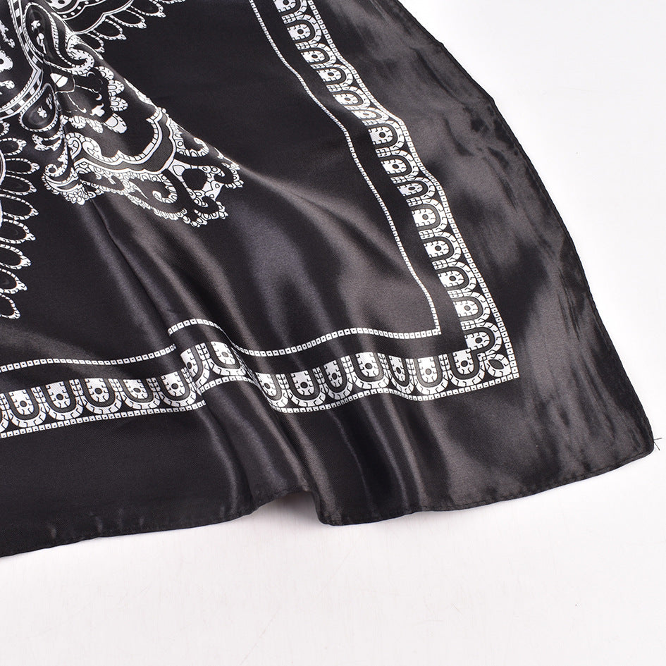 Autumn versatile decorative scarf fashion printing high-quality satin 90cm * 90cm satin square scarf