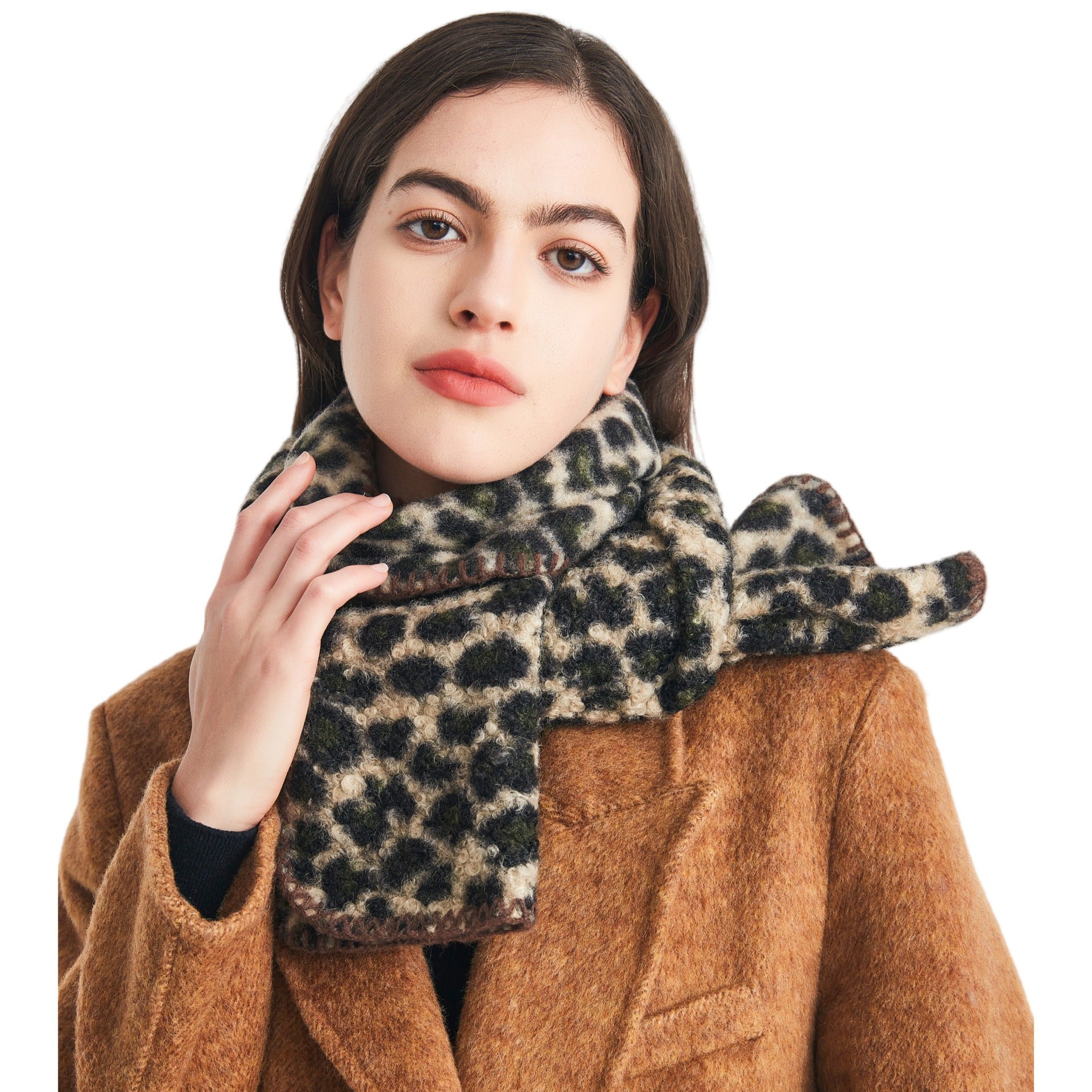 High-end scarf European, American autumn and winter new circle yarn leopard print scarf