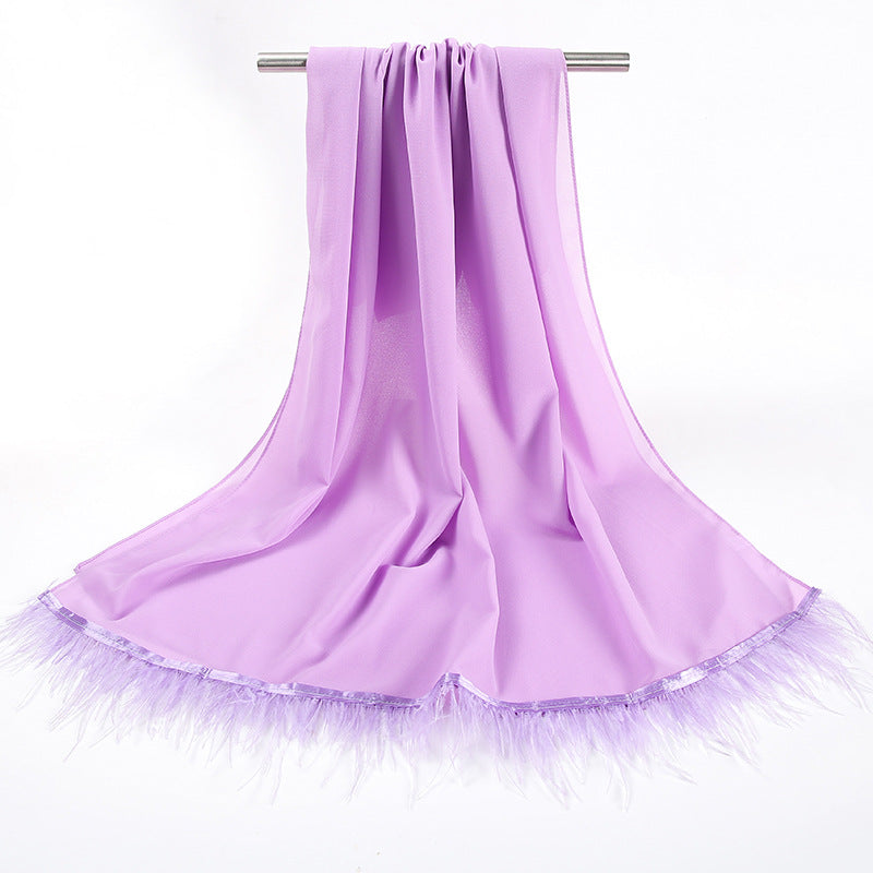 New pearl chiffon scarf feather  Middle East African headscarf hijab