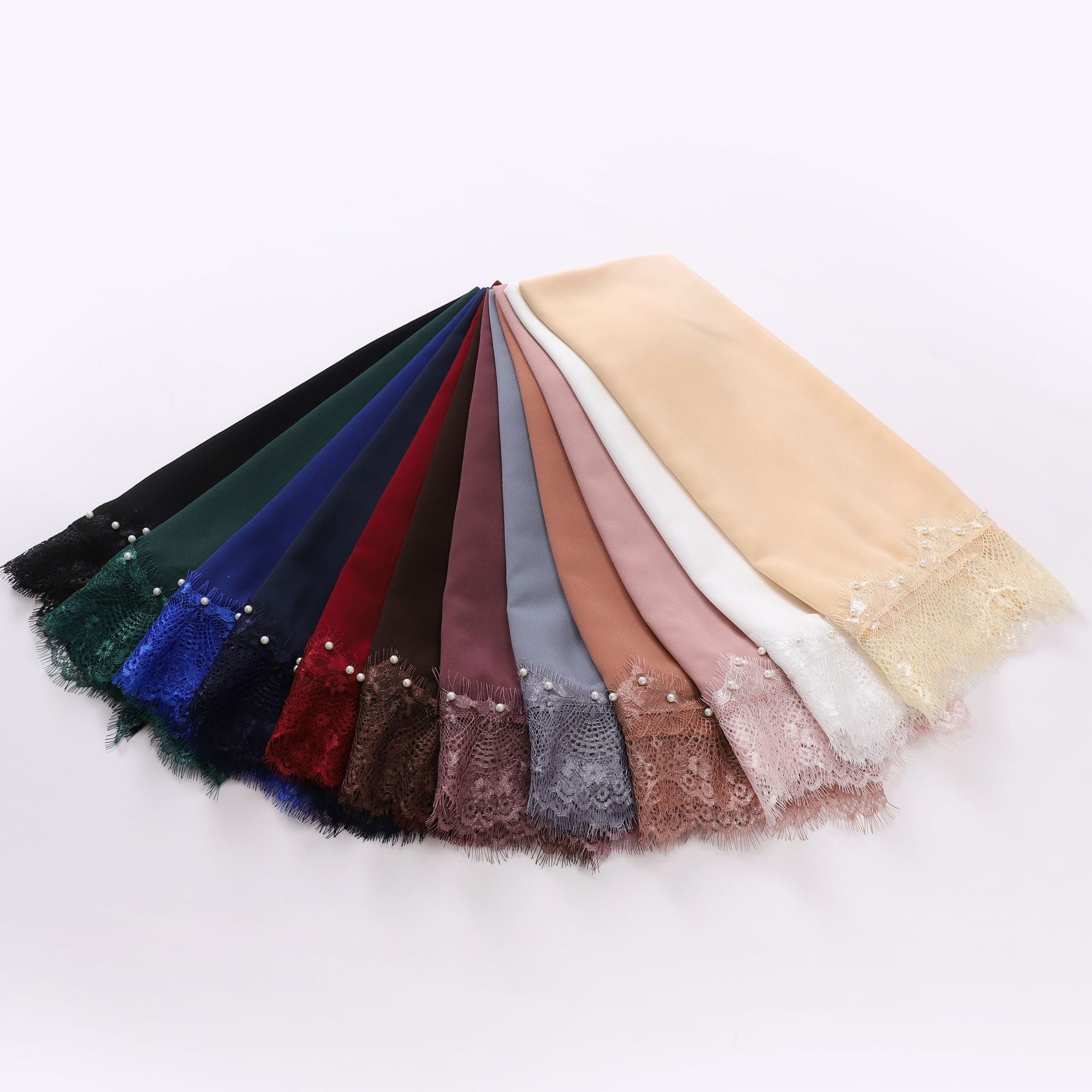 New Chiffon Two Eyelashes Lace Bead Scarf Yarn Middle East and Africa Headscarf