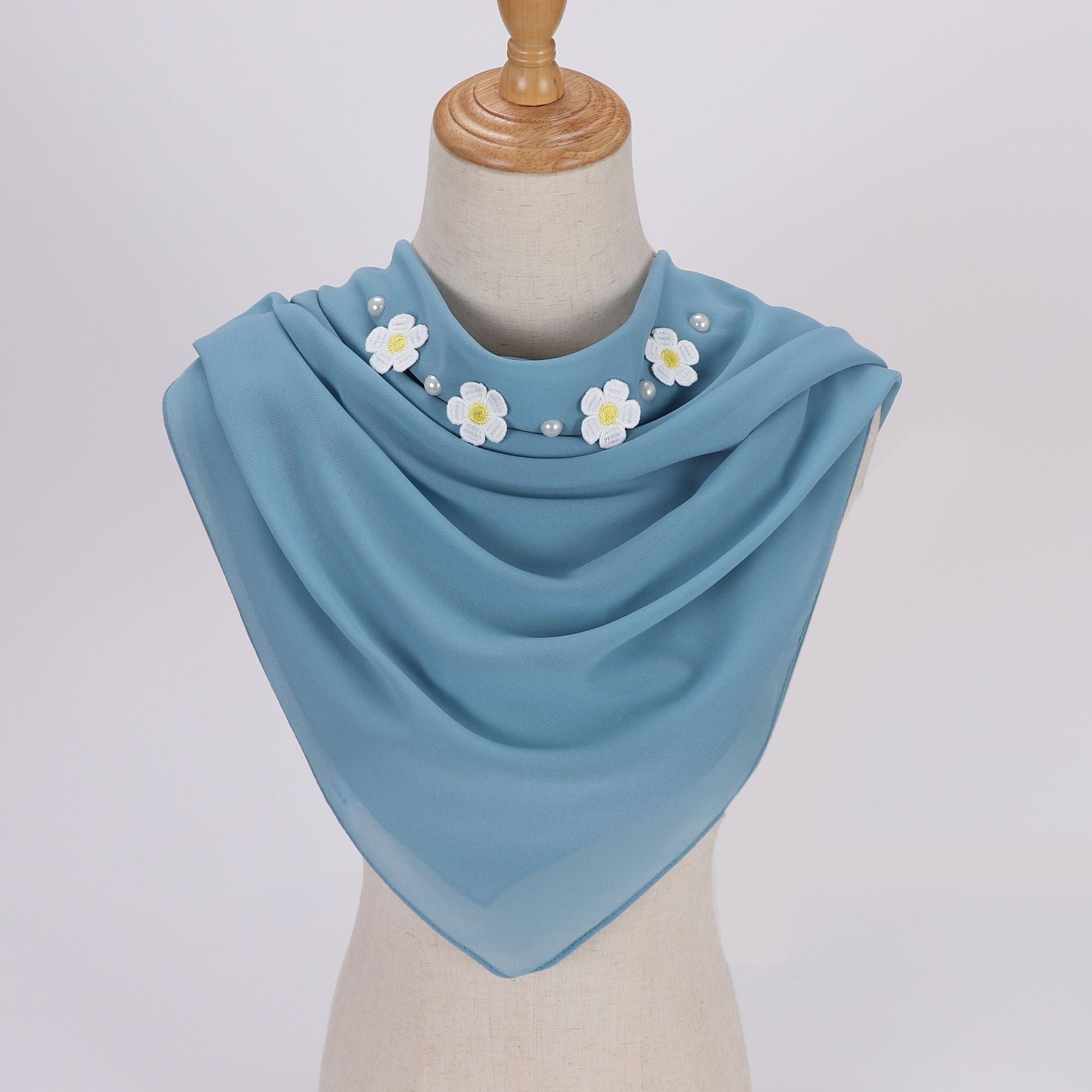 New fashion gardenia pearl chiffon square scarf  scarf 90cm square scarf