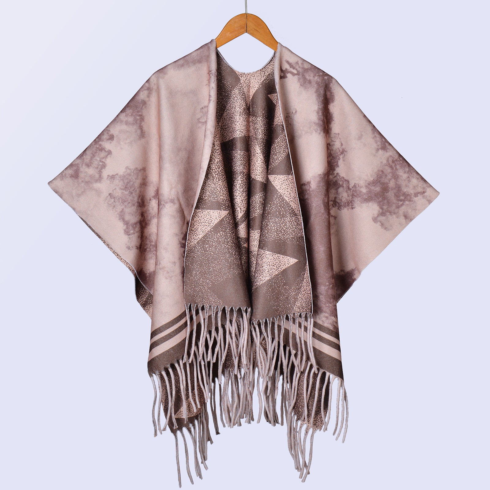 New ethnic style ink double-sided thickened shawl with women's autumn and winter retro high-end photo shawl large cape
