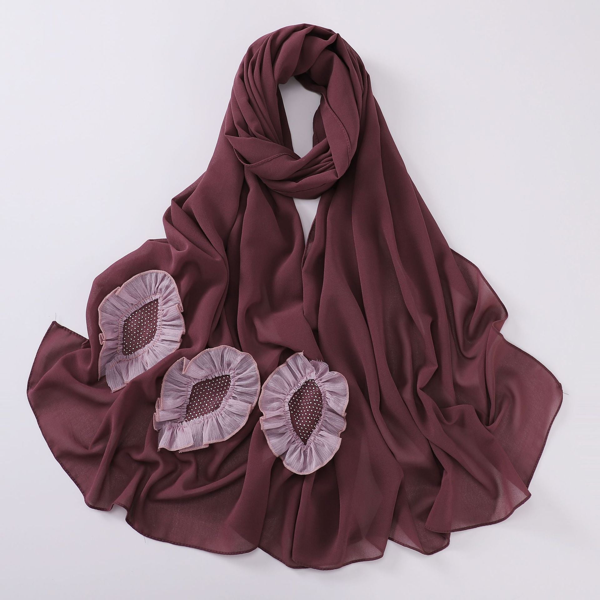 New pearl chiffon scarf, hot diamond pleated lace long scarf, Middle East and Africa headscarf, Malay hijab