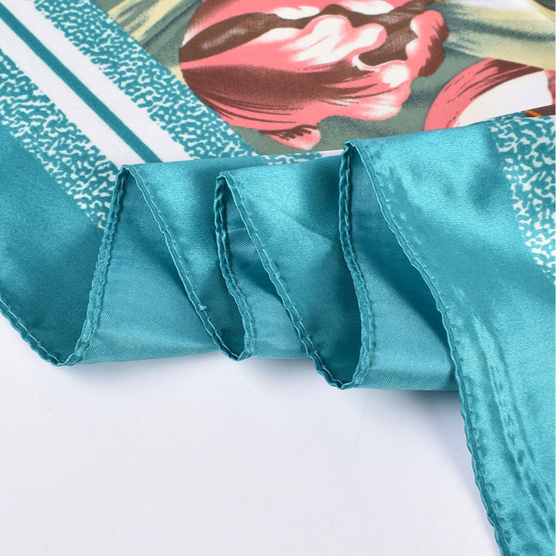 Summer new fashion versatile tulip bouquet print 90-color square scarf silk scarf headscarf