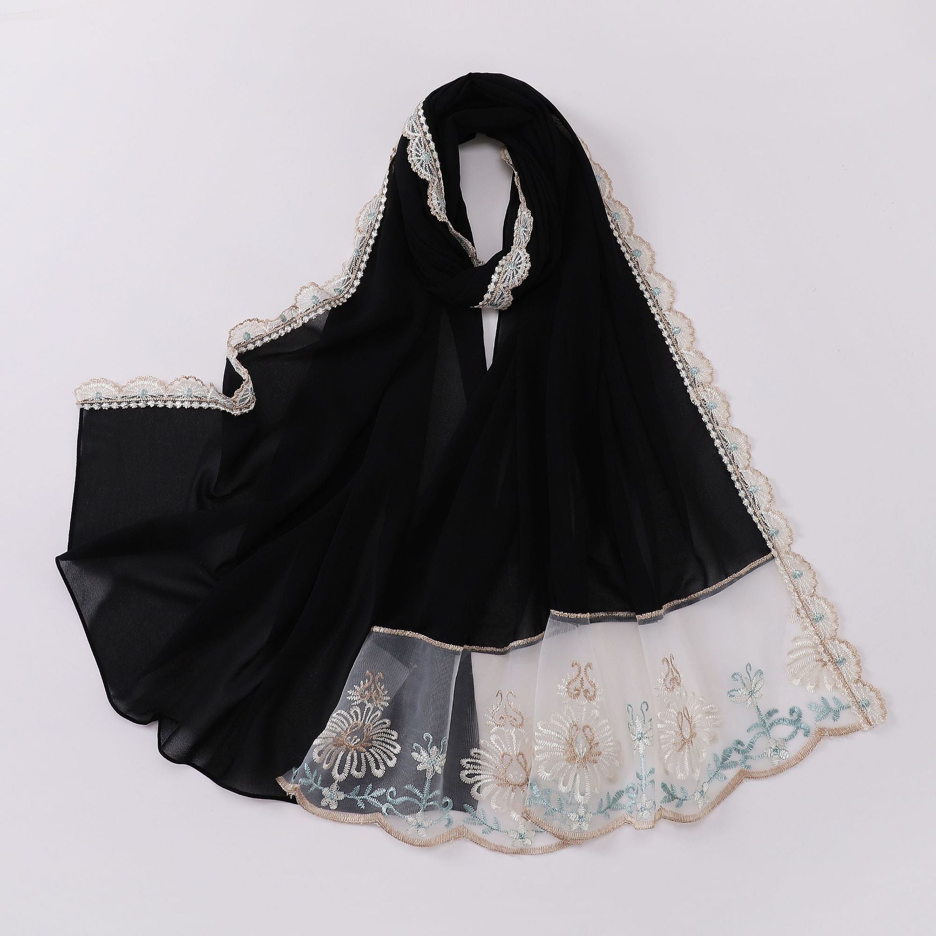 New chiffon color lace L-shaped long scarf  scarf Middle East and Africa headscarf hijab