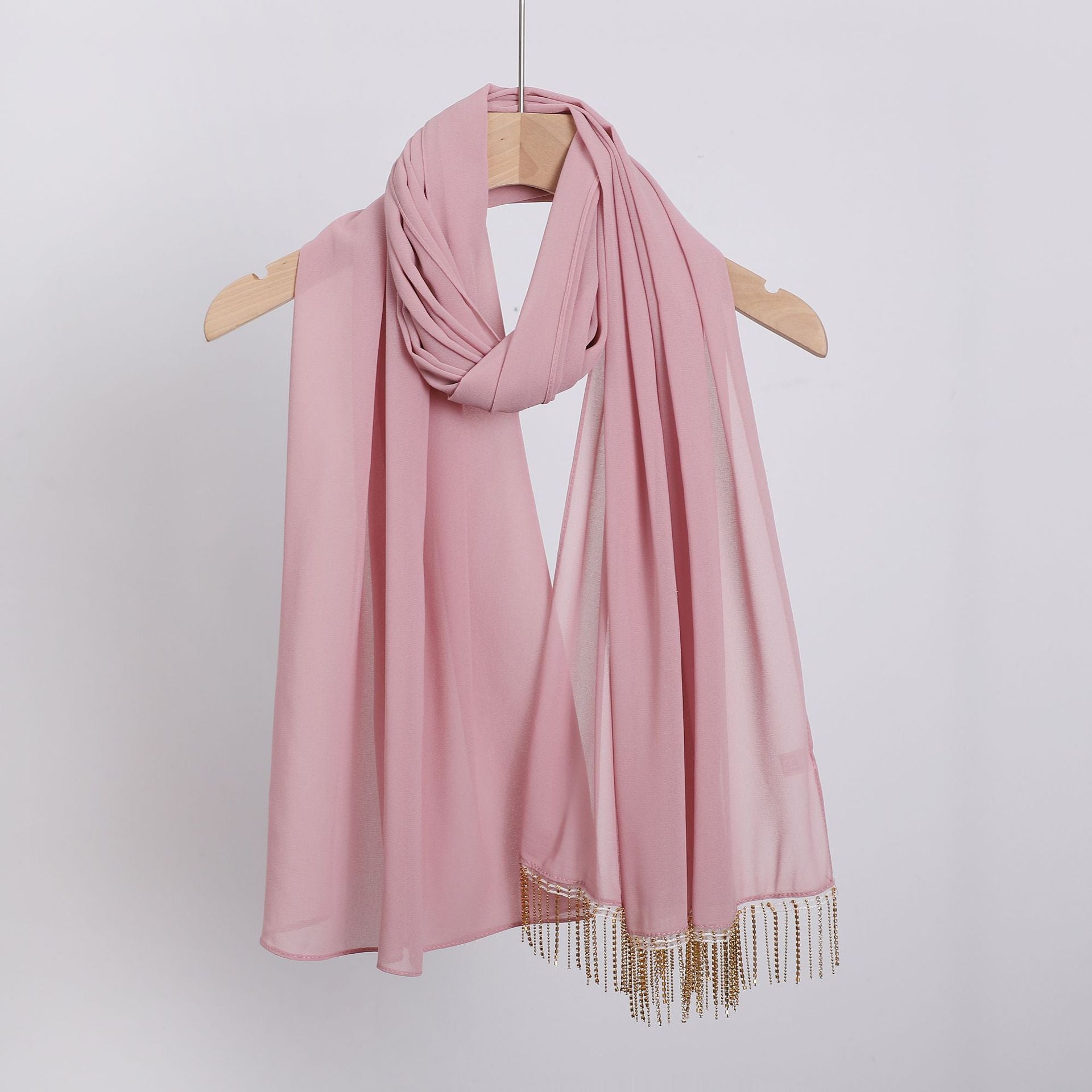 Pearl chiffon high quality diamond tassel long scarf yarn Middle East Africa headscarf hijab