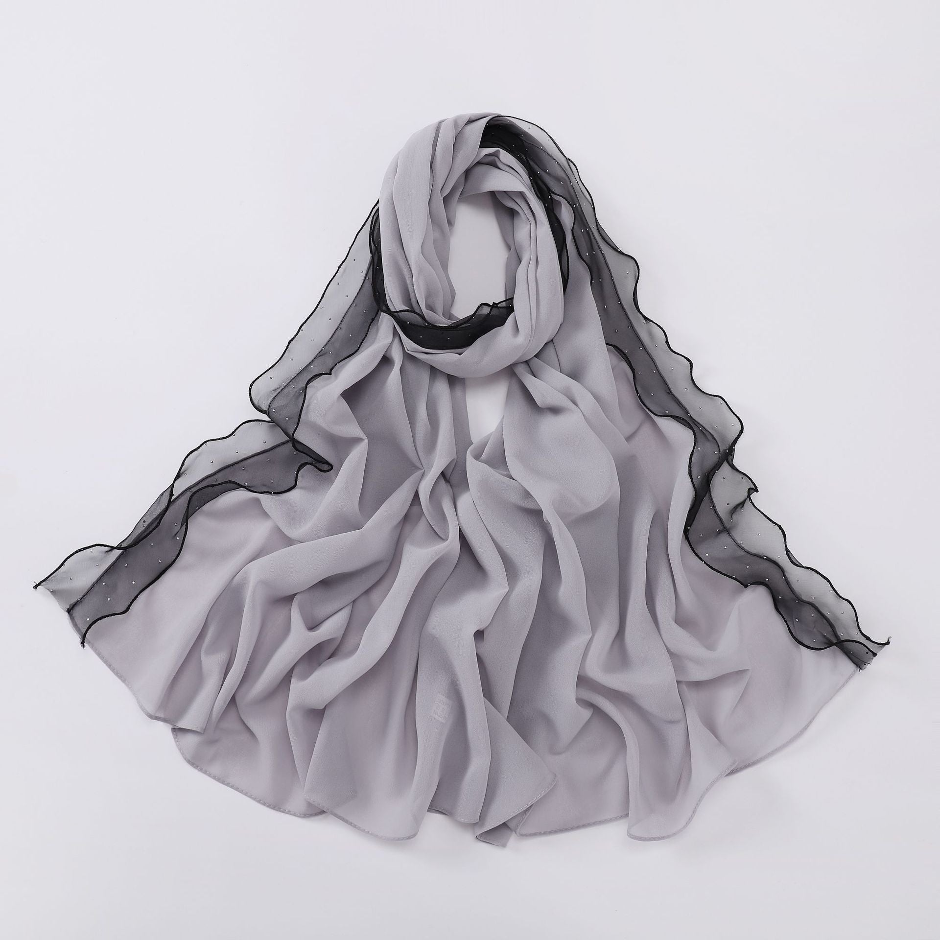 New Pearl Chiffon Hot Diamond Lace Ribbon Scarf  Malaysian, Middle Eastern, Headscarf