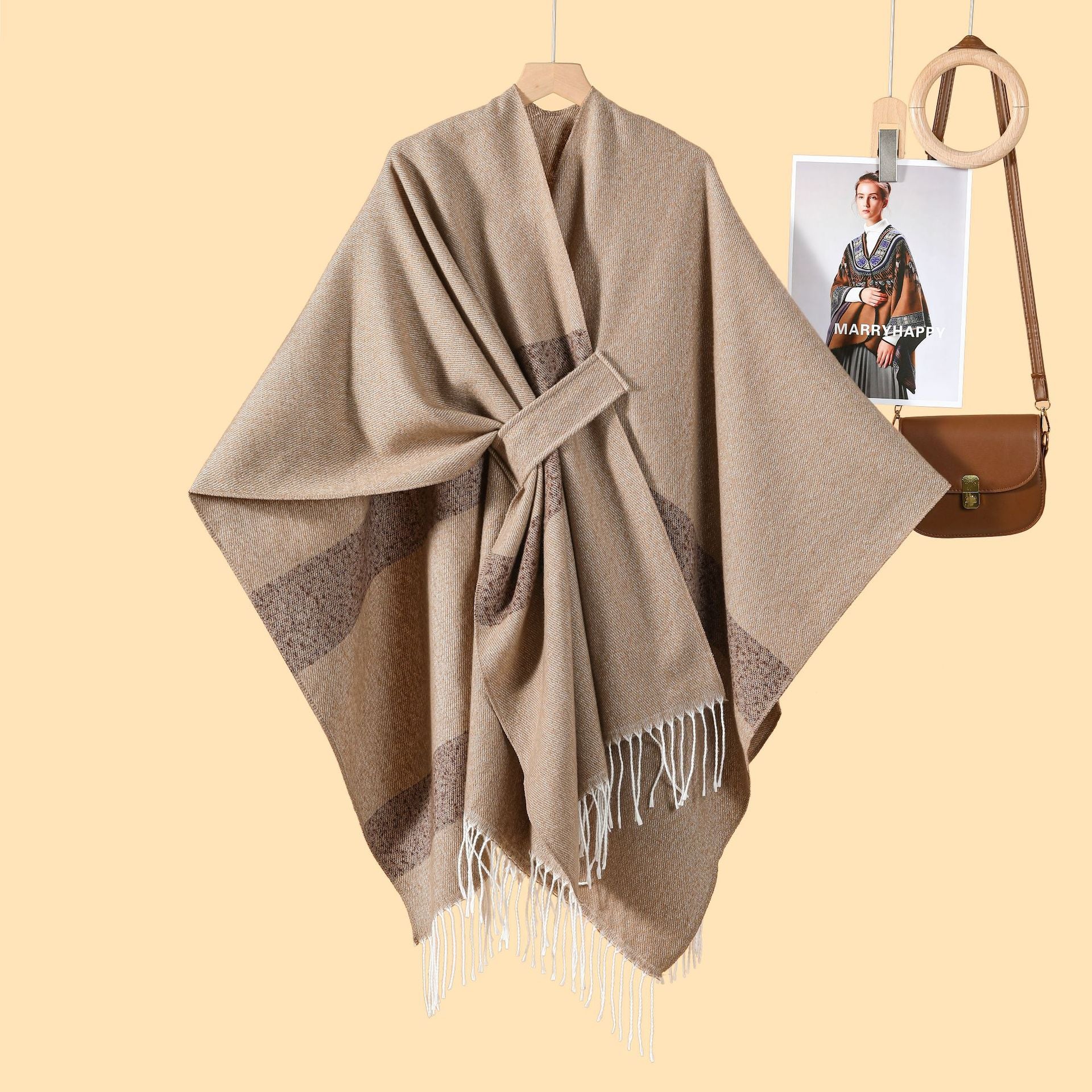 Ladies Shawl Atmosphere Warm Cloak Cloak Simple Straps