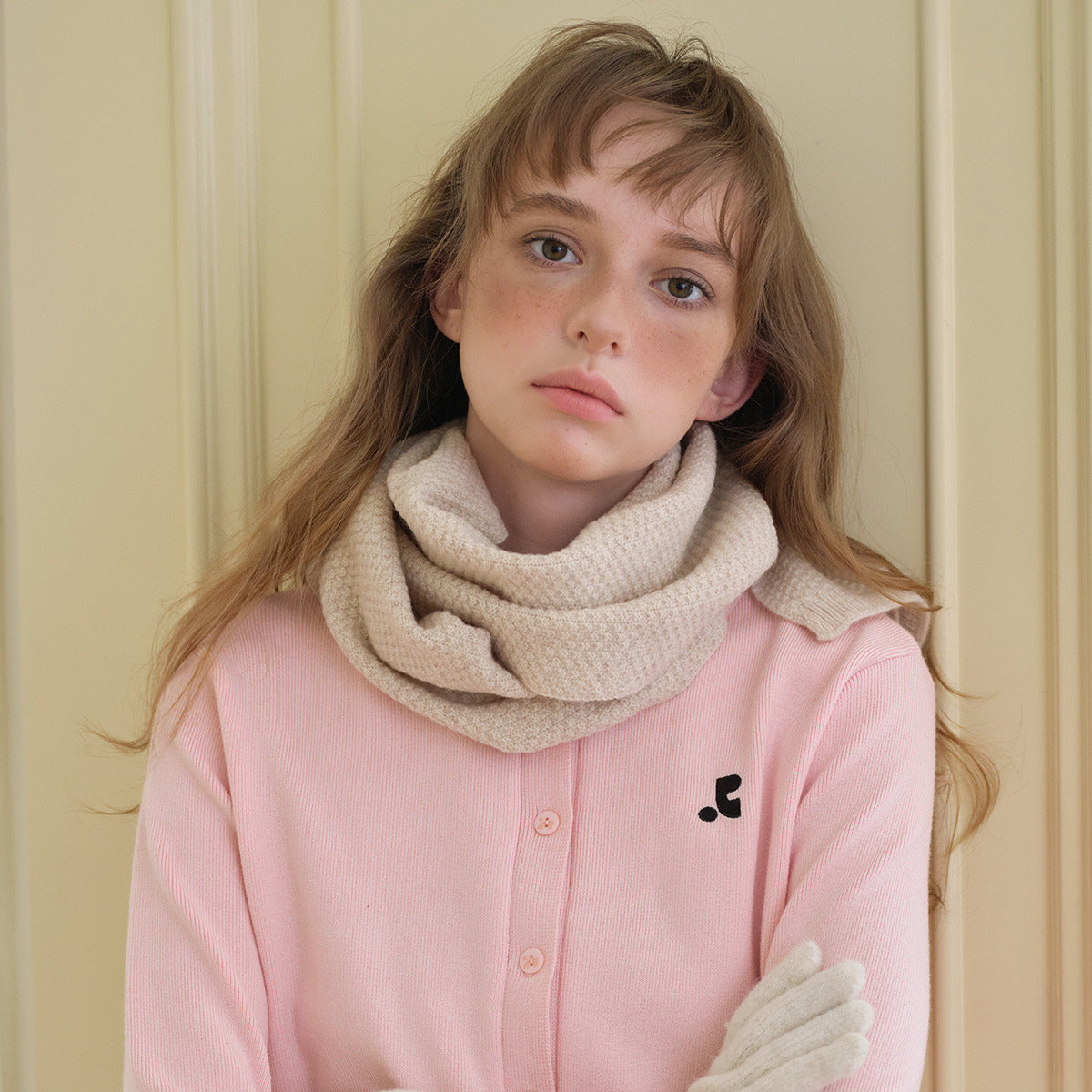 Selected 100% pure cotton wool osmanthus needle solid color scarf men's and women's winter simple classic wool scarf