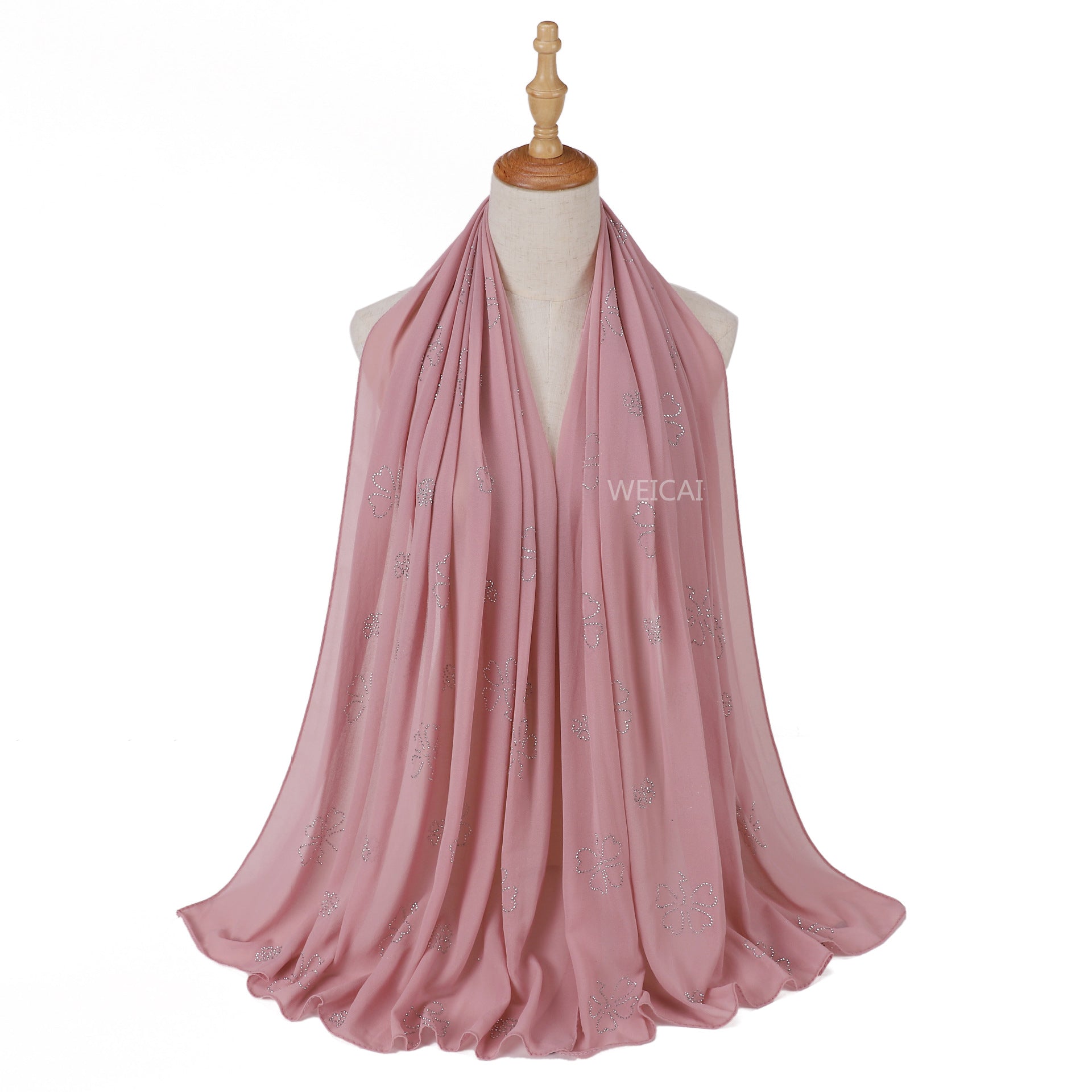 Flower Diamond solid color pearl chiffon scarf Middle East headscarf