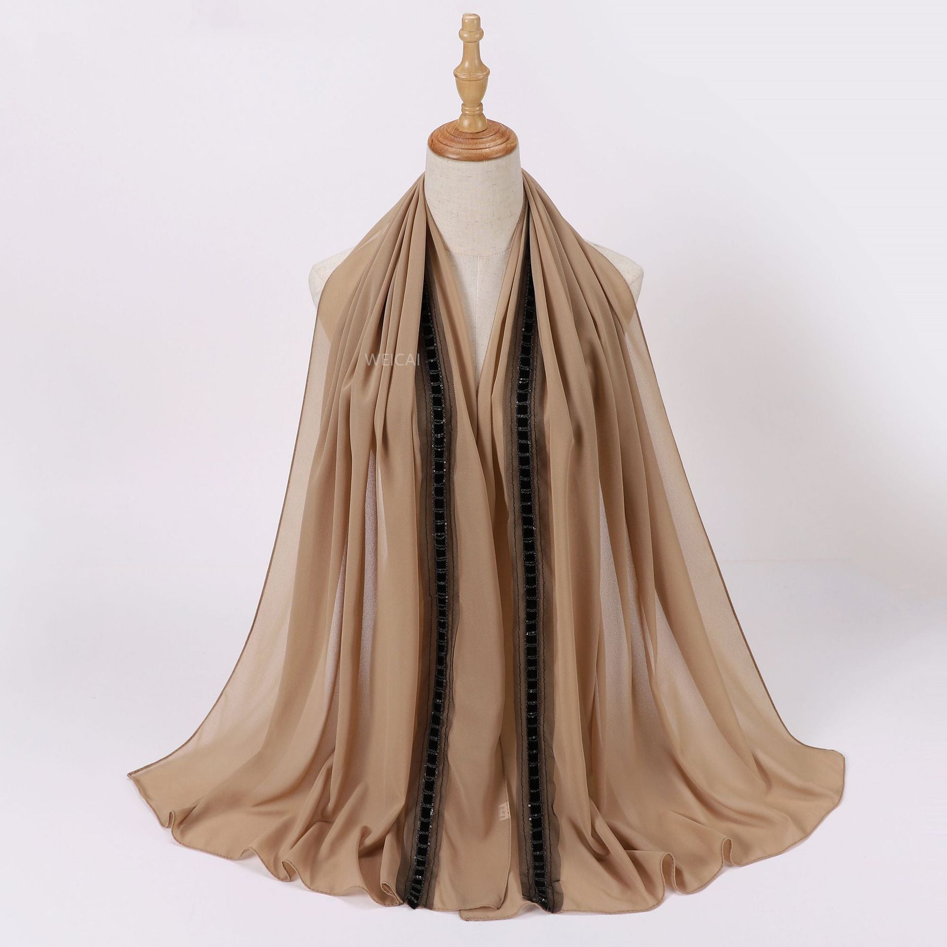 New solid color pearl chiffon chain lace jewelry  scarf headscarf bubble scarf Middle East Malay headscarf