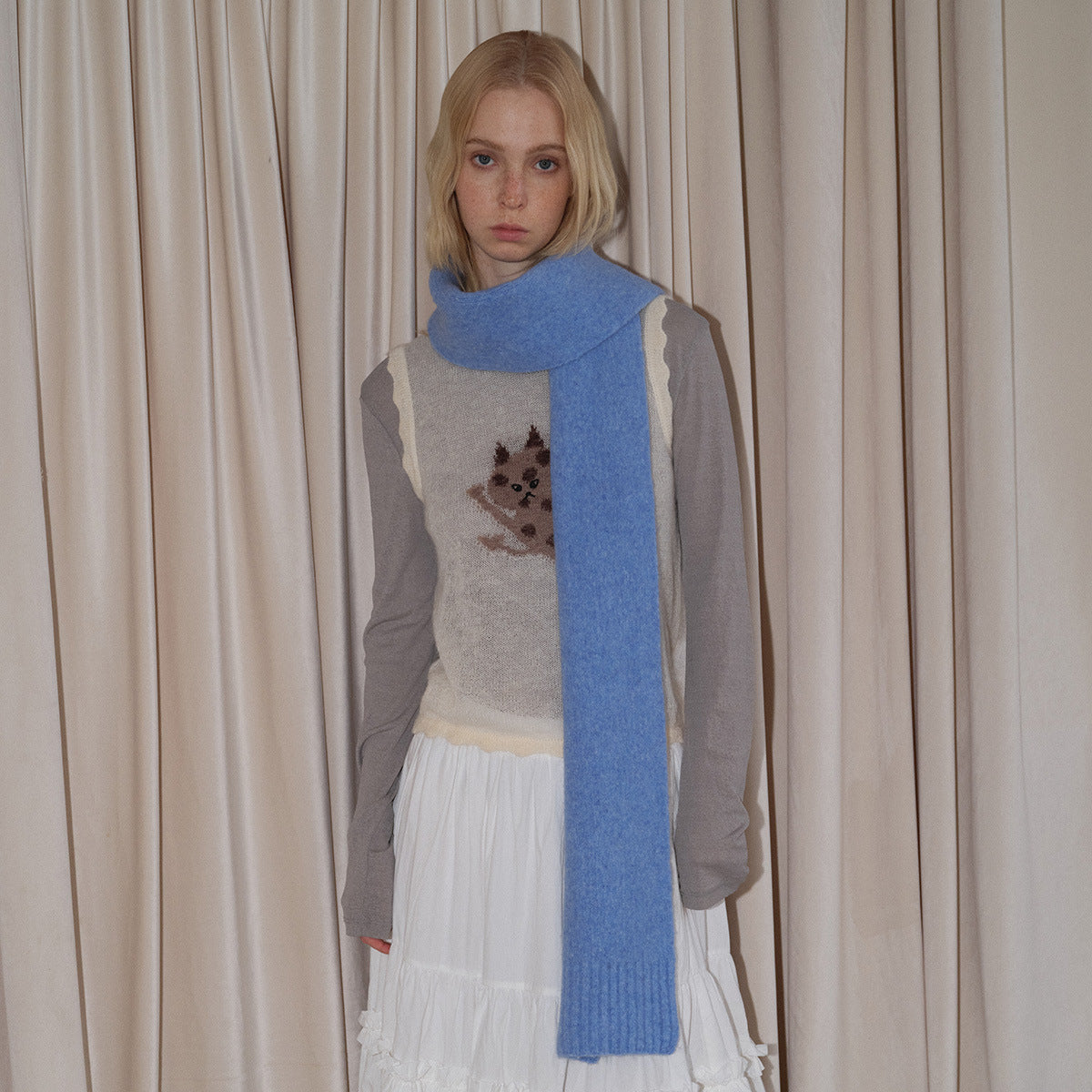 30% wool solid color knitted scarf women's winter bai with Korean simple soft atmosphere wool scarf