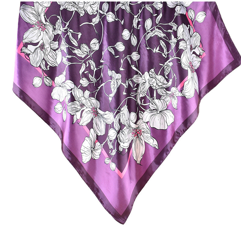 Spring new scarf thin imitation silk retro printing light luxury silk scarf 90 color diced high-end square scarf