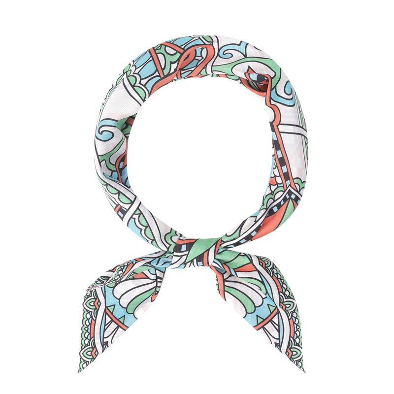 2025 new spring, summer and autumn thin headscarf double-sided printed silk scarf square scarf