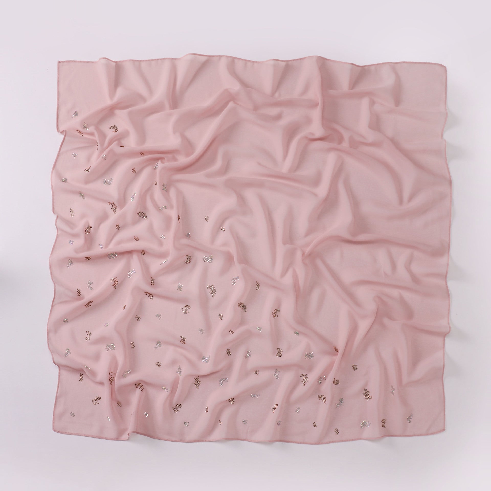 New pearl chiffon leopard print hot diamond small square scarf, yarn scarf, convenient headscarf 90 * 90cm