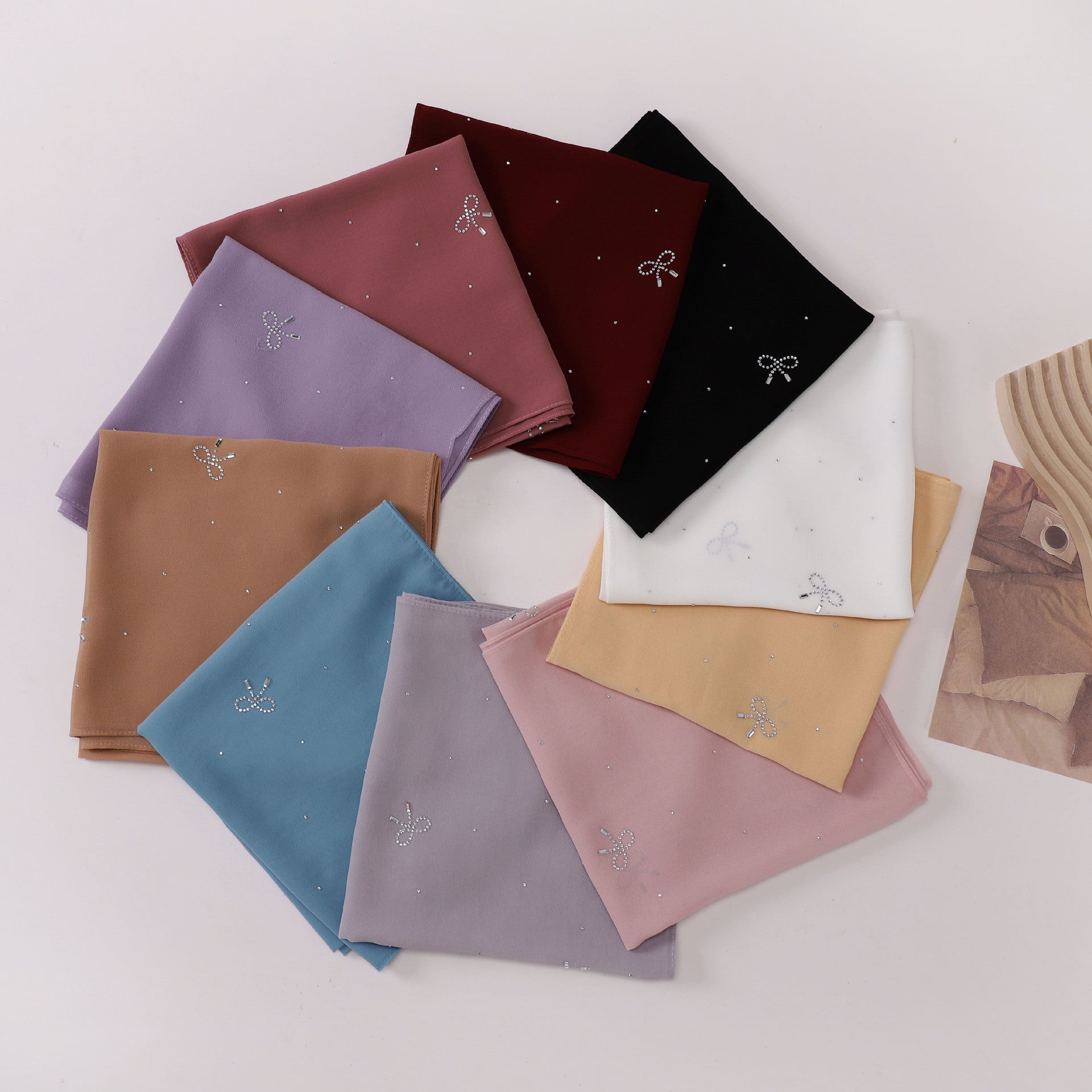 Simple solid color hot diamond pearl chiffon square scarf fashion scarf 90CM