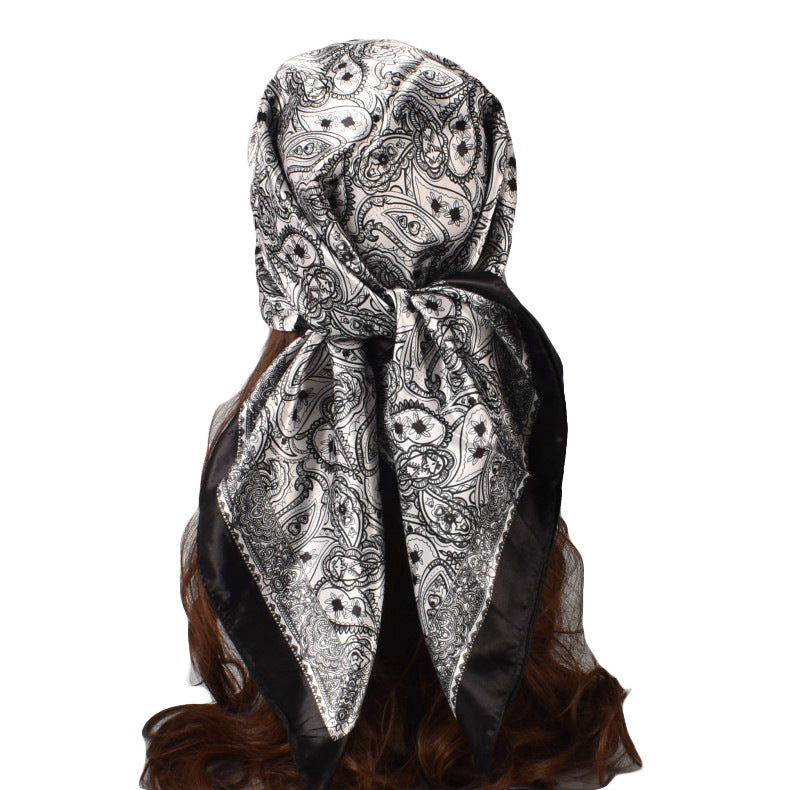 Spring new 90cm-satin small cashew square silk scarf, European and American fashion paisley scarft retro