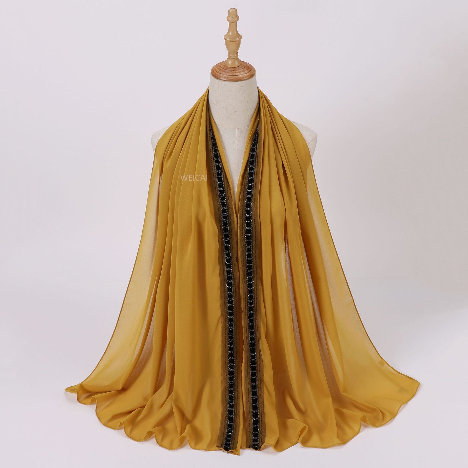 New solid color pearl chiffon chain lace jewelry  scarf headscarf bubble scarf Middle East Malay headscarf