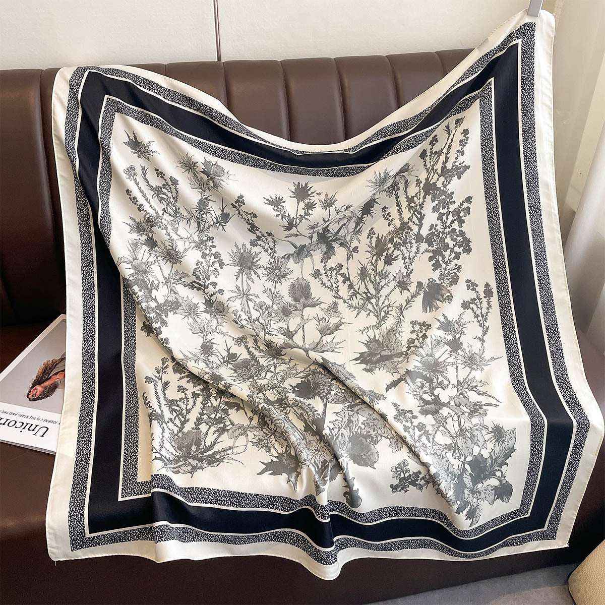 New retro fashion printed 90 square scarves women's spring and autumn thin versatile scarf multi-functional windproof shawl