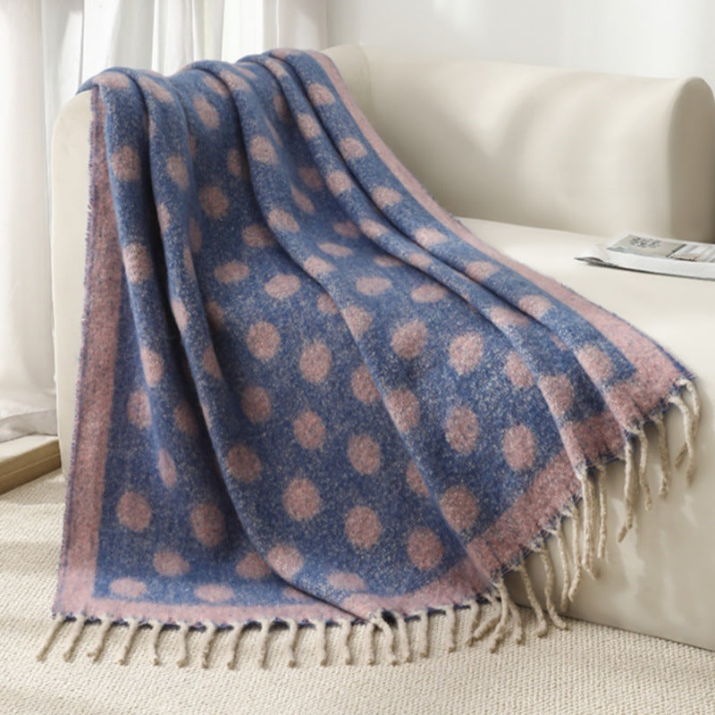 Blanket new European and American autumn and winter imitation mohair thickened circle large shawl jacquard blanket