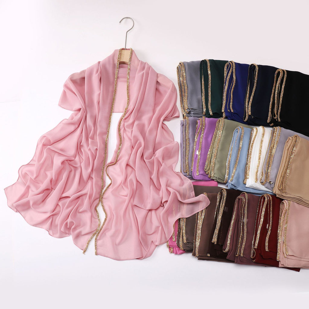 New copper bottom bright diamond chiffon scarf yarn Middle East Africa headscarf Malay headscarf