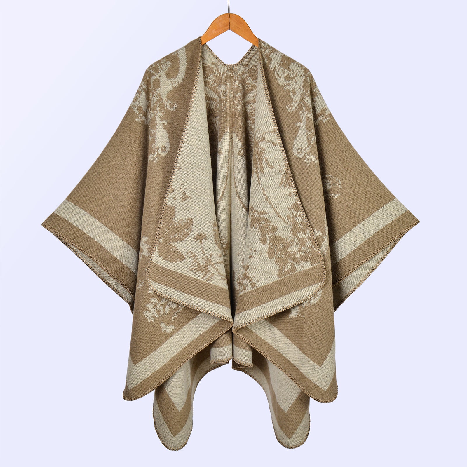 Hot-selling women's retro big shawl scarf autumn and winter retro big butterfly jacquard split-ended warm cloak live stream
