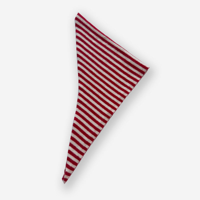 Contains 30 wool striped small triangular scarf for women's autumn and winter with soft Korean wool small scarf headscarf