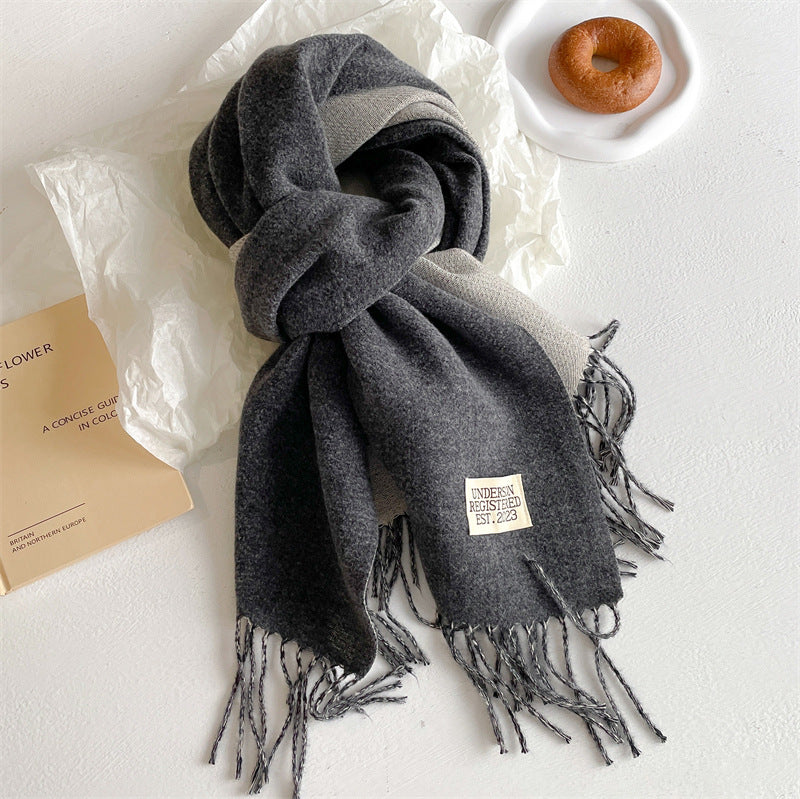Autumn and winter new double-sided imitation cashmere scarf women's solid color long shawl scarf