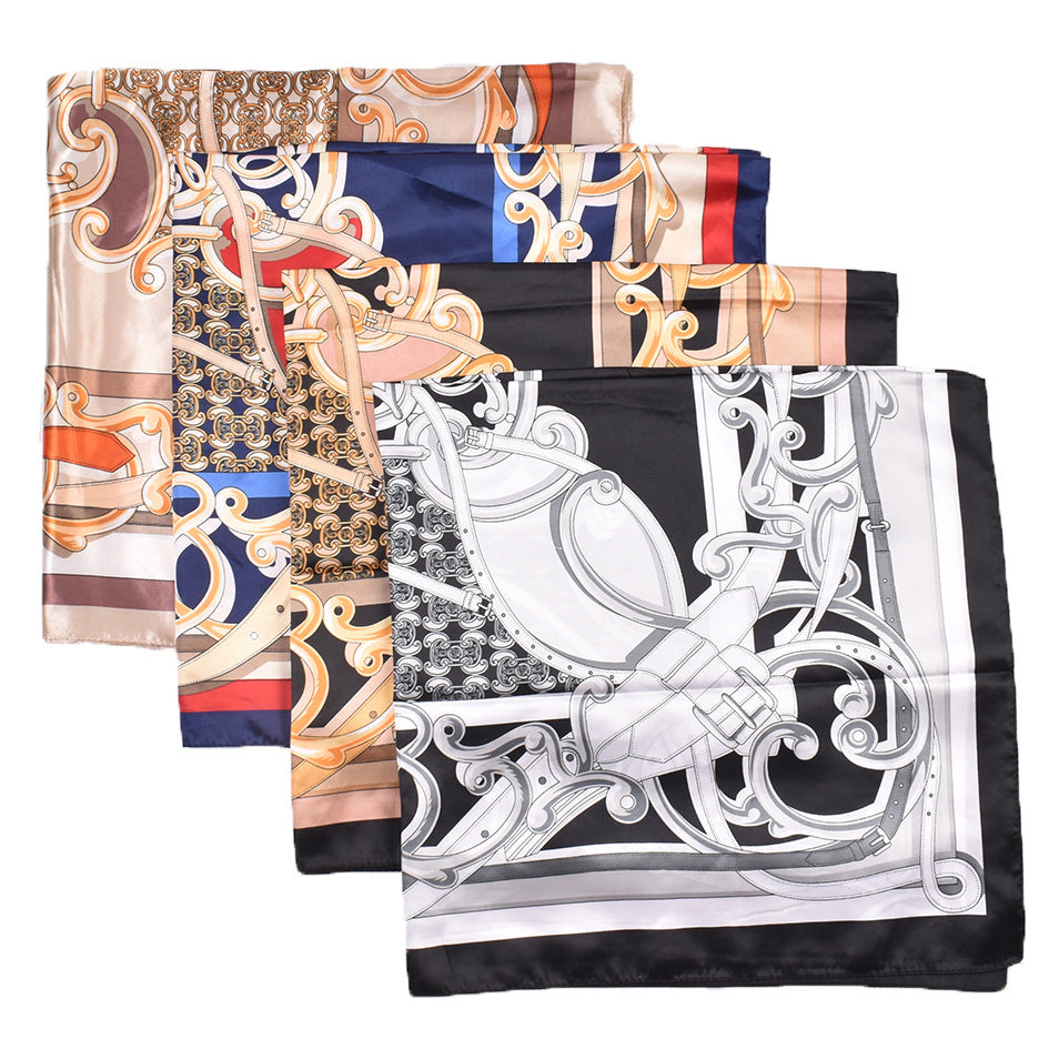 Classic chain printing imitation silk 90 satin women's versatile decorative large square scarf scarf headscarf