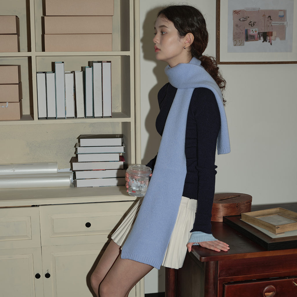 Selected Australian 100% pure wool scarf women's winter solid color soft warm knitted wool scarf Korean version ins