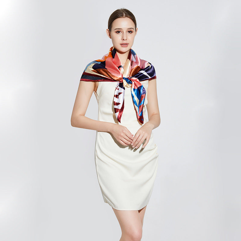 Spring and summer new fashion flower pattern 90cm-color large square scarf women