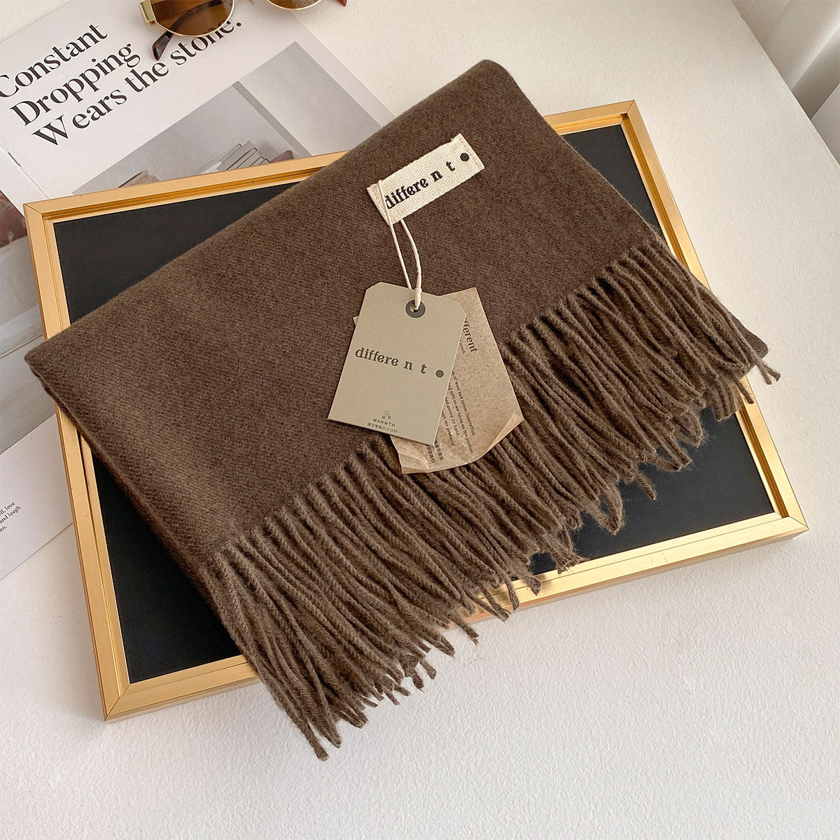 2025 Winter Imitation Cashmere Solid Color Scarf Women's Medium and Long Warm Scarf Shawl