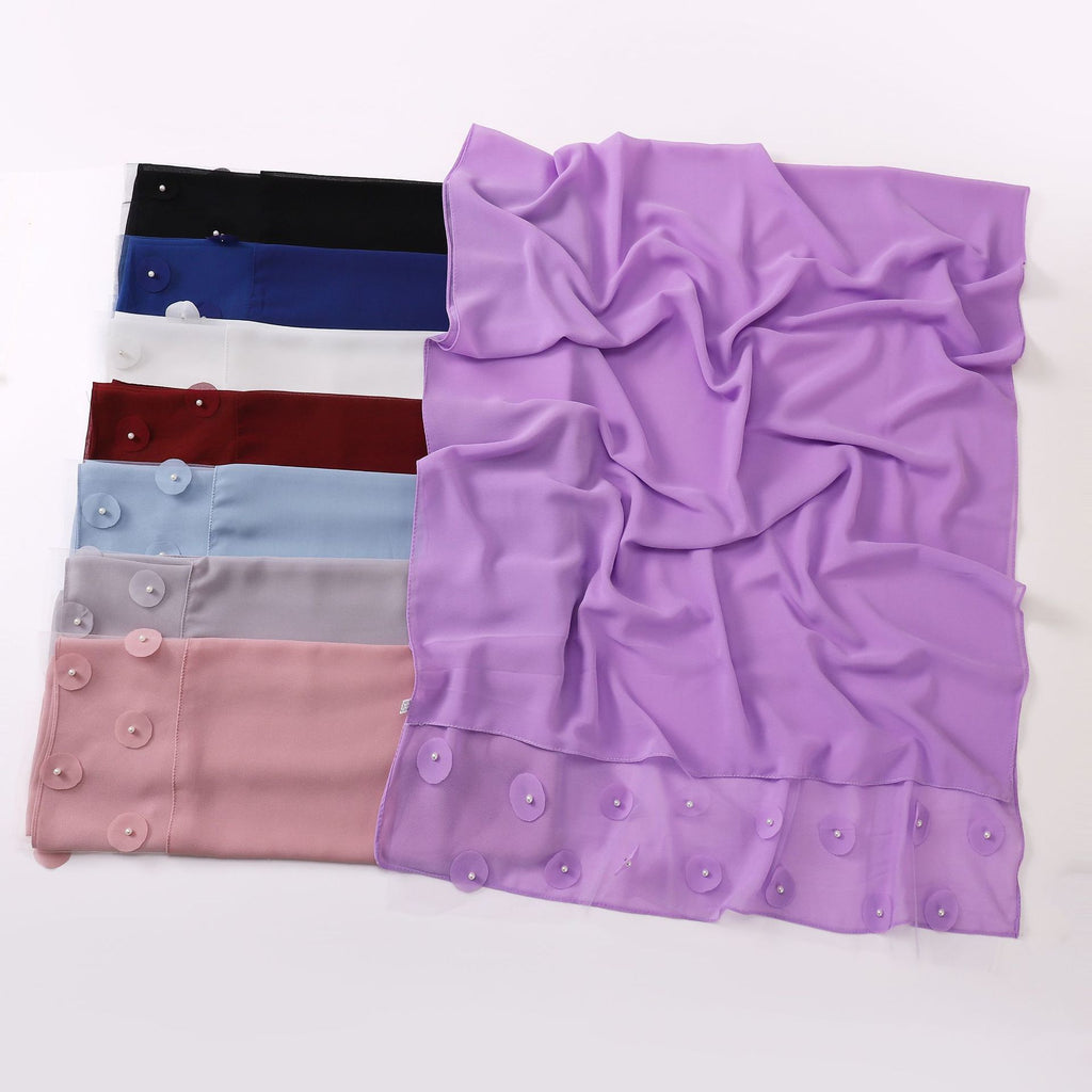New pearl chiffon polka dot flower slice bead long scarf Middle East Africa Indonesia headscarf