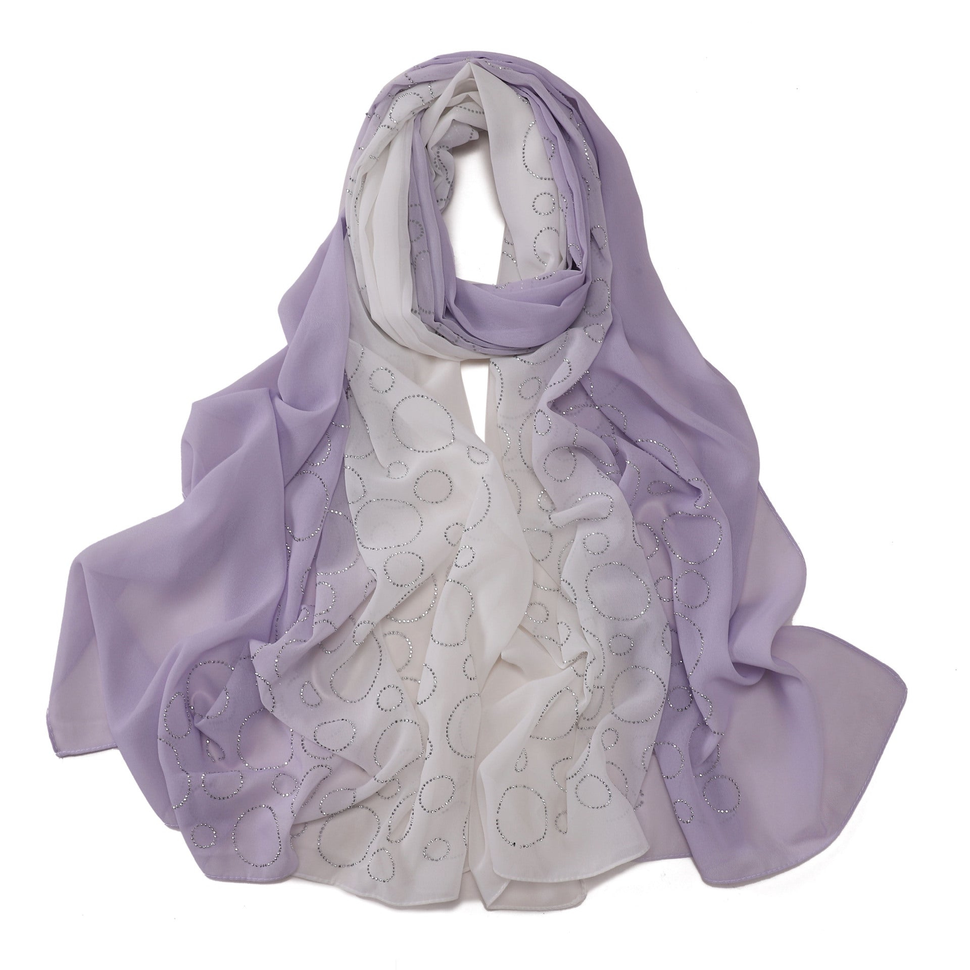 New pearl chiffon gradual change color circle hot diamond scarf yarn Middle East Africa Malaysia Indonesia headscarf