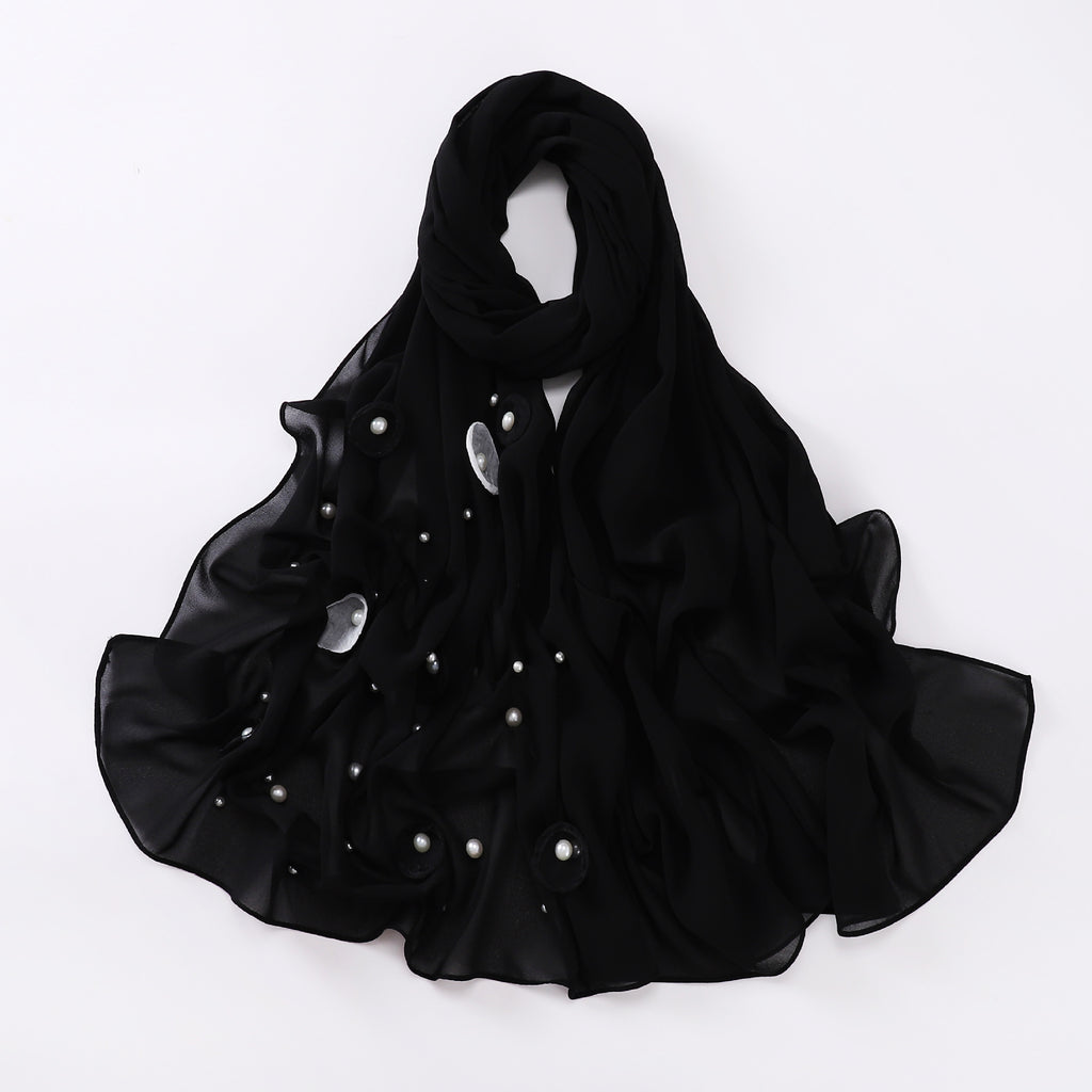 Spring and summer new chiffon scarf women's hijab flower Middle East Malaysia headscarf