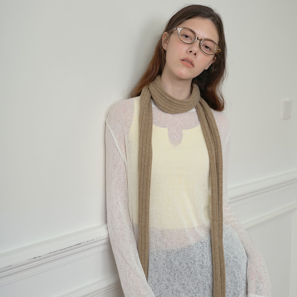 Wool thin and narrow long scarf women's autumn and winter concave shape Spice girl long wool scarf