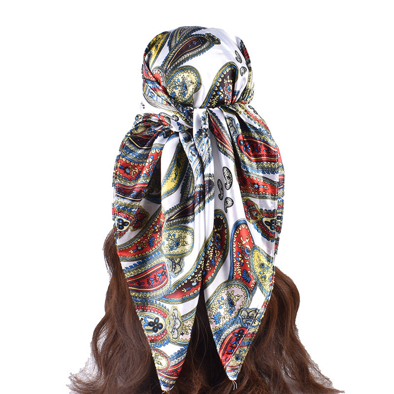 New Fashion Retro Cashew Nut Pattern Printing 90 * 90 Satin Large Square Scarf Silk Scarf