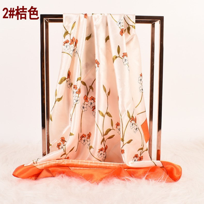 Summer new fashion small fresh plum blossom 90 square scarves women, printed fashion large silk scarves, scarves silk scarves